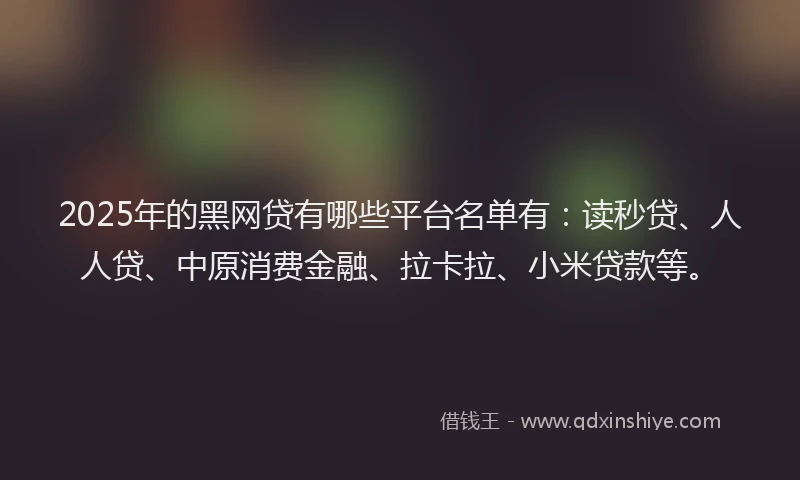 2025年的黑网贷有哪些平台名单有：读秒贷、人人贷、中原消费金融、拉卡拉、小米贷款等。