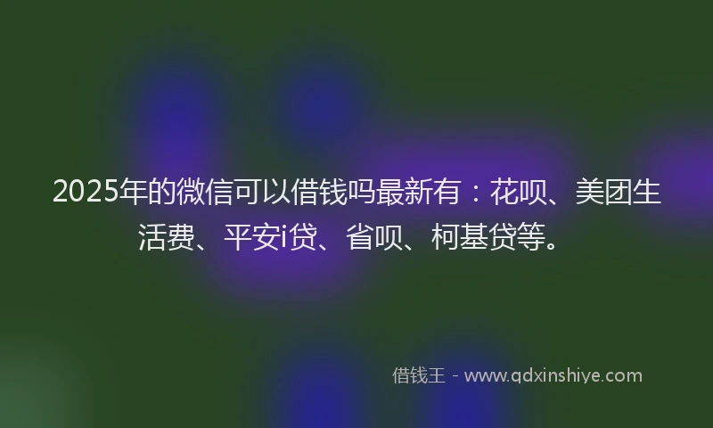 2025年的微信可以借钱吗最新有：花呗、美团生活费、平安i贷、省呗、柯基贷等。