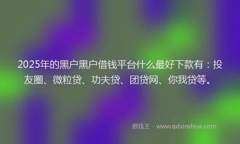 2025年的黑户黑户借钱平台什么最好下款有：投友圈、微粒贷、功夫贷、团贷网、你我贷等。