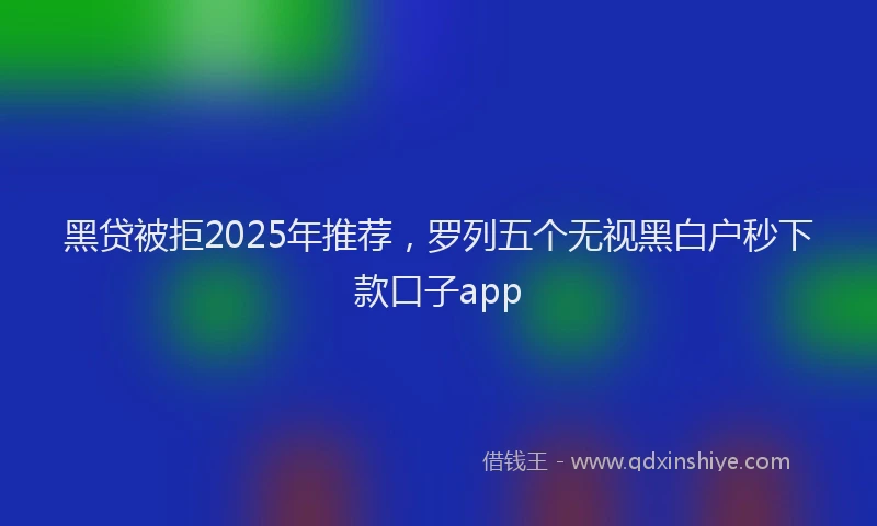黑贷被拒2025年推荐，罗列五个无视黑白户秒下款口子app