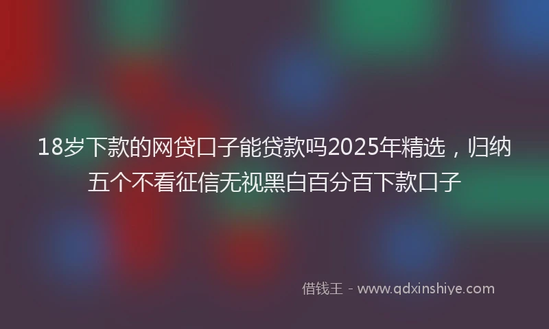 18岁下款的网贷口子能贷款吗2025年精选，归纳五个不看征信无视黑白百分百下款口子