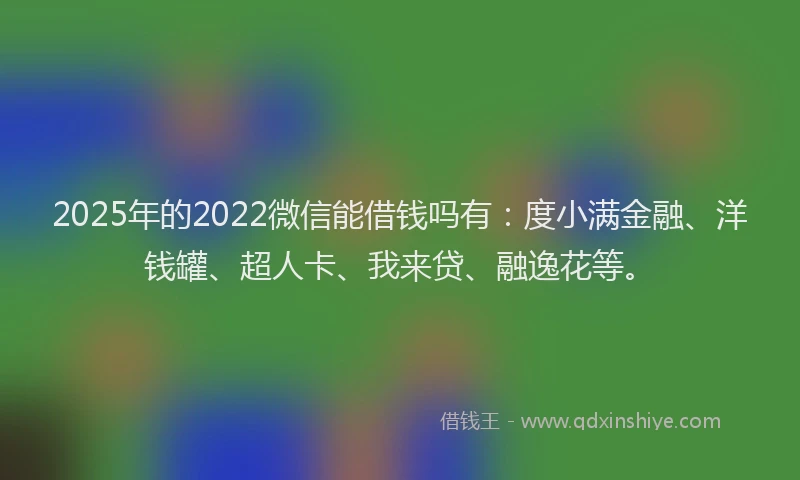 2025年的2022微信能借钱吗有：度小满金融、洋钱罐、超人卡、我来贷、融逸花等。