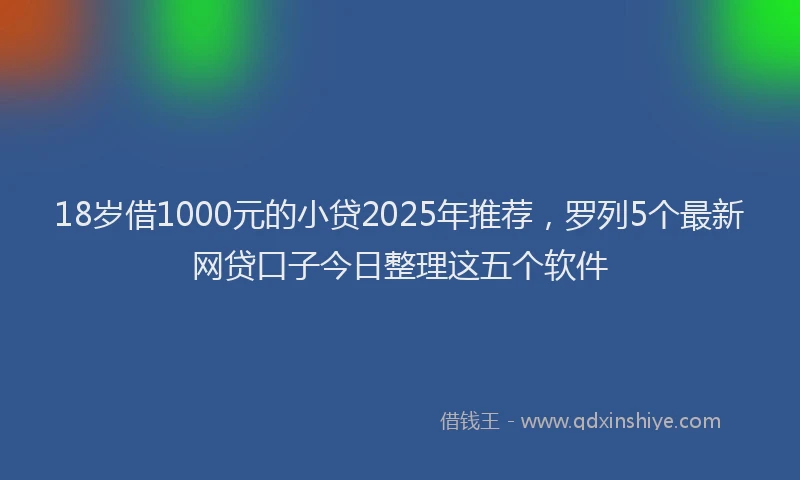 18岁借1000元的小贷2025年推荐，罗列5个最新网贷口子今日整理这五个软件
