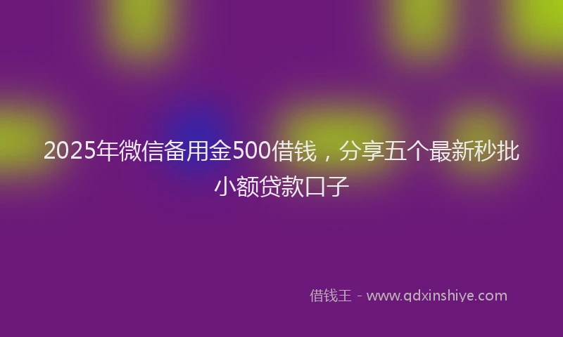 2025年微信备用金500借钱，分享五个最新秒批小额贷款口子