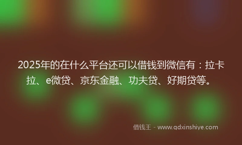 2025年的在什么平台还可以借钱到微信有：拉卡拉、e微贷、京东金融、功夫贷、好期贷等。