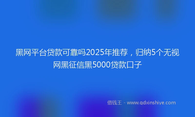 黑网平台贷款可靠吗2025年推荐，归纳5个无视网黑征信黑5000贷款口子
