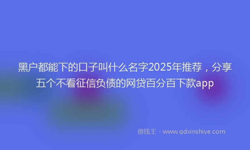 黑户都能下的口子叫什么名字2025年推荐，分享五个不看征信负债的网贷百分百下款app