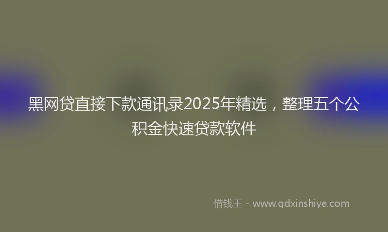 黑网贷直接下款通讯录2025年精选，整理五个公积金快速贷款软件