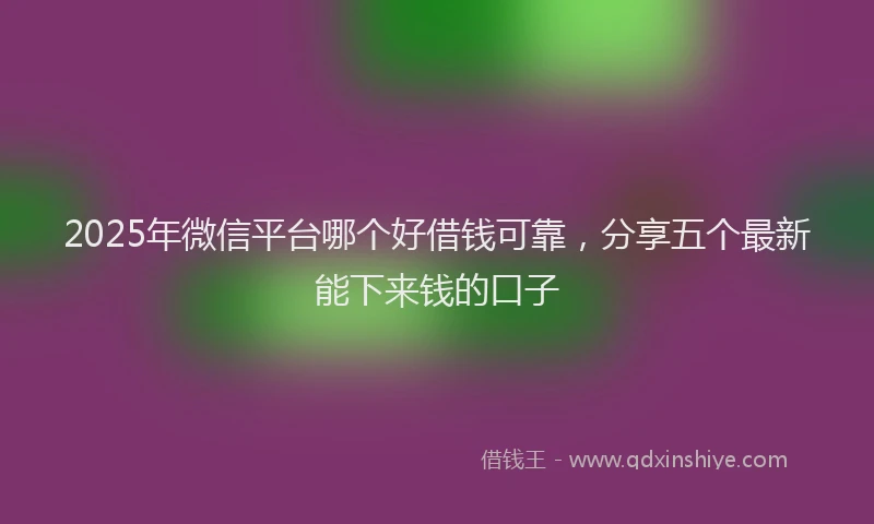 2025年微信平台哪个好借钱可靠，分享五个最新能下来钱的口子