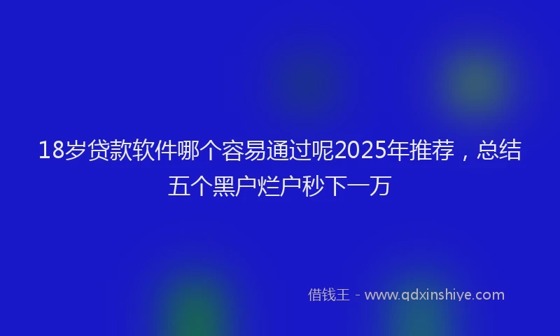 18岁贷款软件哪个容易通过呢2025年推荐，总结五个黑户烂户秒下一万