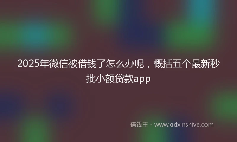 2025年微信被借钱了怎么办呢，概括五个最新秒批小额贷款app
