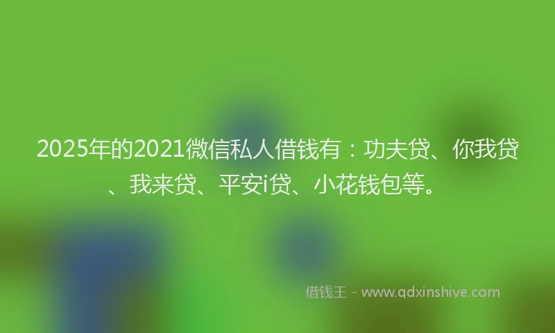 2025年的2021微信私人借钱有：功夫贷、你我贷、我来贷、平安i贷、小花钱包等。