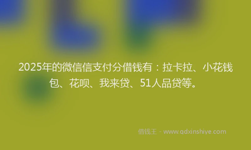 2025年的微信信支付分借钱有：拉卡拉、小花钱包、花呗、我来贷、51人品贷等。