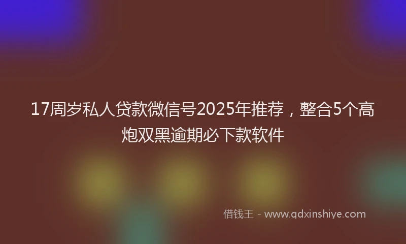 17周岁私人贷款微信号2025年推荐，整合5个高炮双黑逾期必下款软件