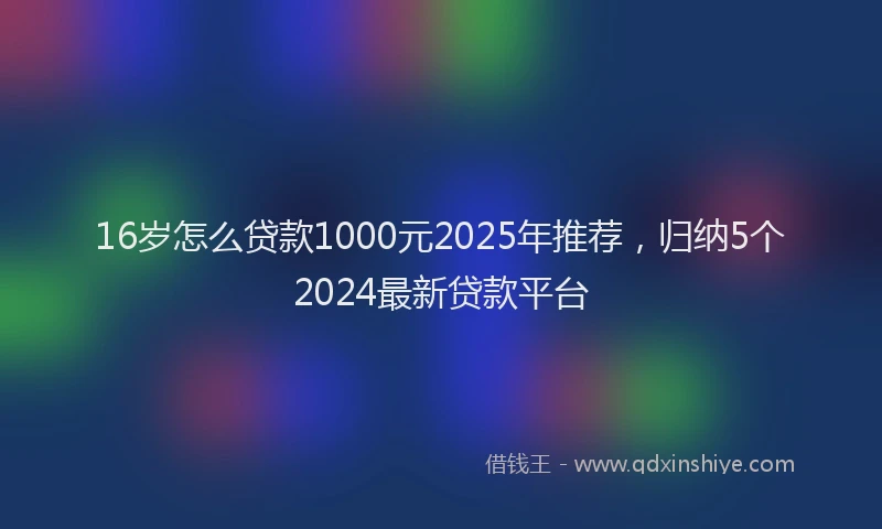 16岁怎么贷款1000元2025年推荐，归纳5个2024最新贷款平台