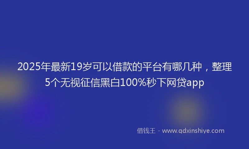2025年最新19岁可以借款的平台有哪几种，整理5个无视征信黑白100%秒下网贷app