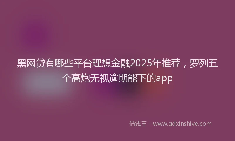 黑网贷有哪些平台理想金融2025年推荐，罗列五个高炮无视逾期能下的app