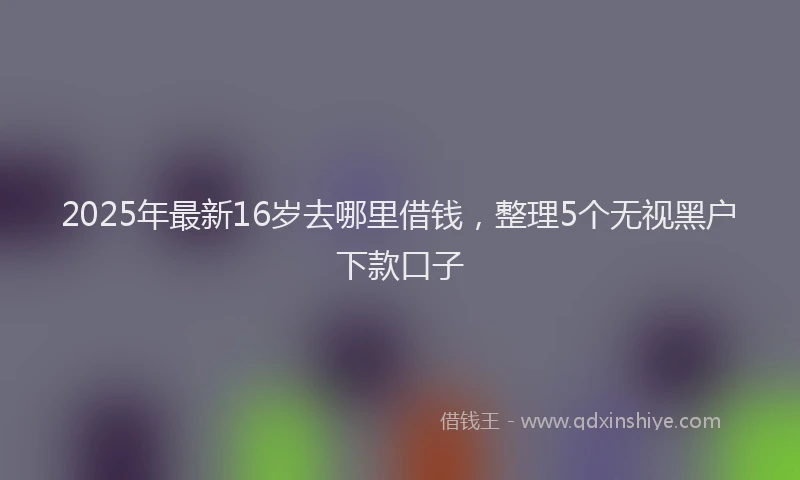 2025年最新16岁去哪里借钱，整理5个无视黑户下款口子