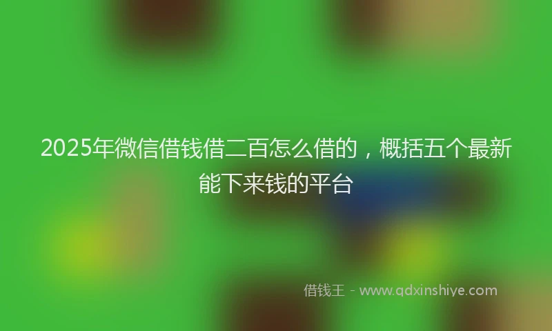 2025年微信借钱借二百怎么借的，概括五个最新能下来钱的平台
