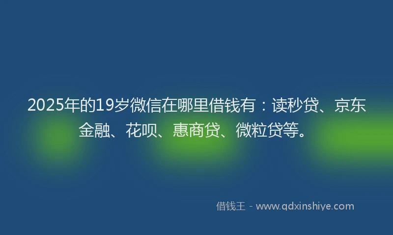 2025年的19岁微信在哪里借钱有：读秒贷、京东金融、花呗、惠商贷、微粒贷等。