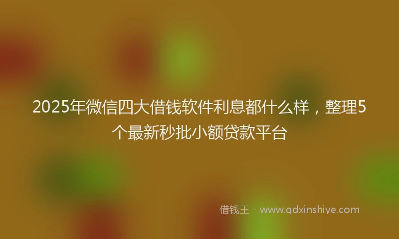 2025年微信四大借钱软件利息都什么样，整理5个最新秒批小额贷款平台