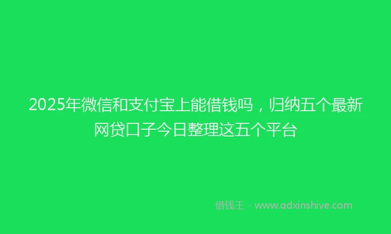 2025年微信和支付宝上能借钱吗，归纳五个最新网贷口子今日整理这五个平台