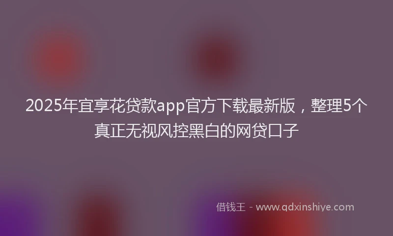 2025年宜享花贷款app官方下载最新版，整理5个真正无视风控黑白的网贷口子