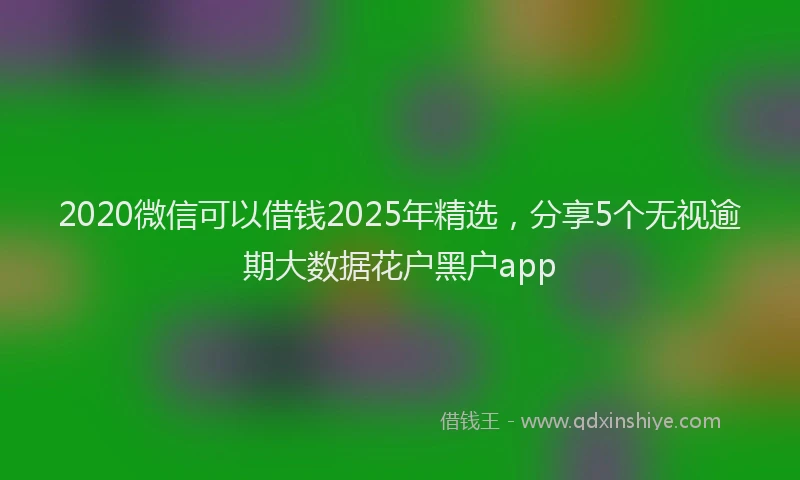 2020微信可以借钱2025年精选，分享5个无视逾期大数据花户黑户app