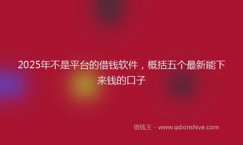 2025年不是平台的借钱软件，概括五个最新能下来钱的口子