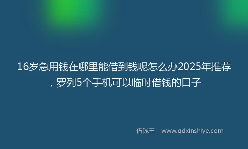 16岁急用钱在哪里能借到钱呢怎么办2025年推荐，罗列5个手机可以临时借钱的口子