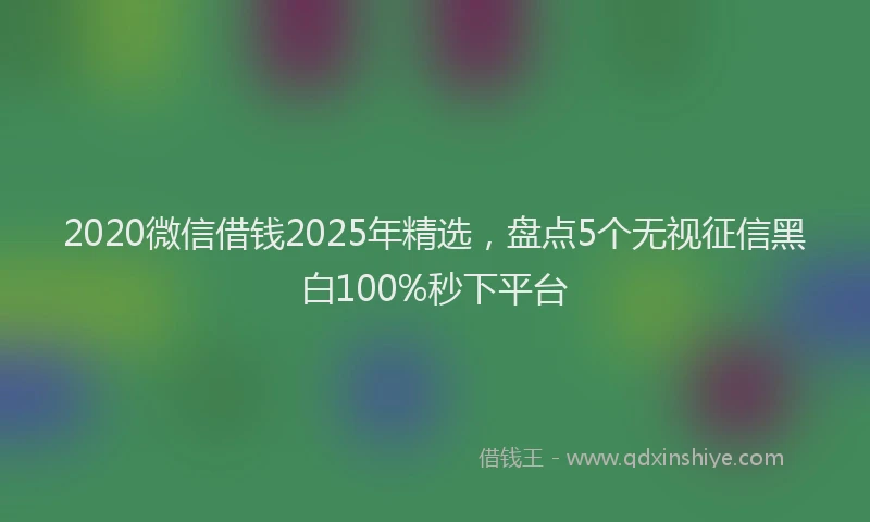 2020微信借钱2025年精选，盘点5个无视征信黑白100%秒下平台