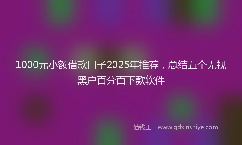 1000元小额借款口子2025年推荐，总结五个无视黑户百分百下款软件