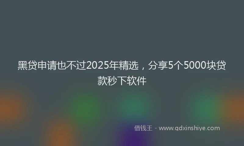 黑贷申请也不过2025年精选，分享5个5000块贷款秒下软件