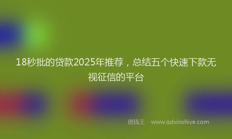 18秒批的贷款2025年推荐，总结五个快速下款无视征信的平台