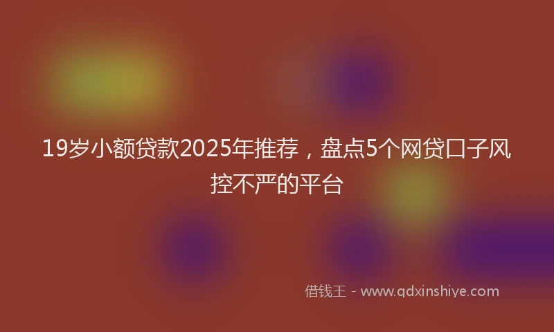 19岁小额贷款2025年推荐，盘点5个网贷口子风控不严的平台