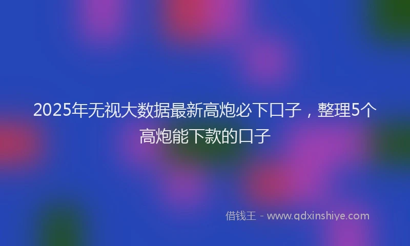 2025年无视大数据最新高炮必下口子，整理5个高炮能下款的口子