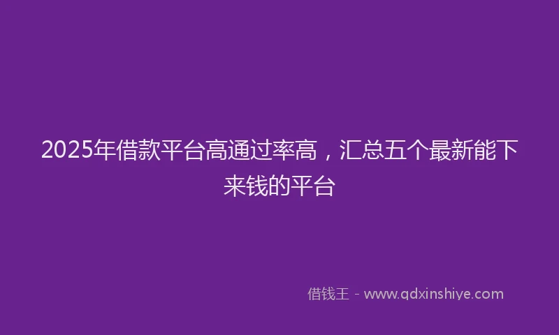 2025年借款平台高通过率高，汇总五个最新能下来钱的平台