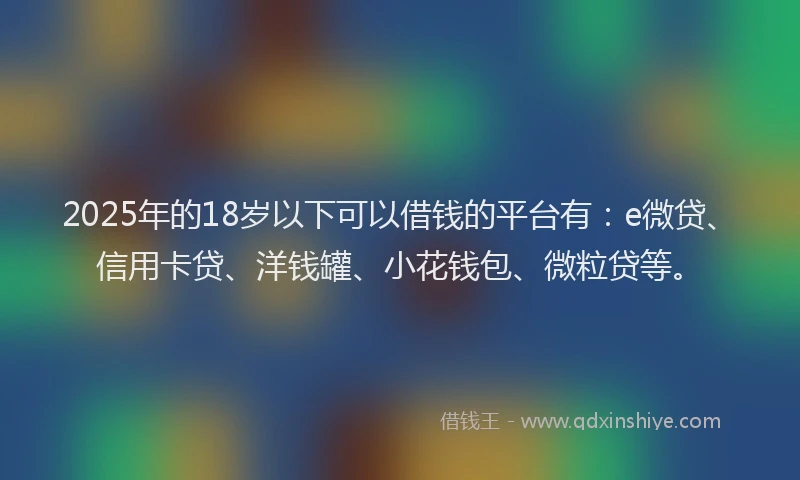 2025年的18岁以下可以借钱的平台有：e微贷、信用卡贷、洋钱罐、小花钱包、微粒贷等。