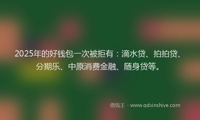 2025年的好钱包一次被拒有：滴水贷、拍拍贷、分期乐、中原消费金融、随身贷等。