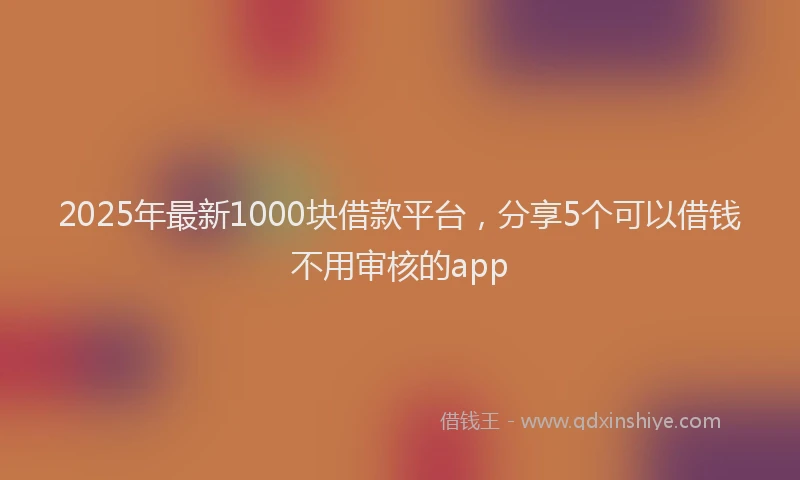 2025年最新1000块借款平台，分享5个可以借钱不用审核的app