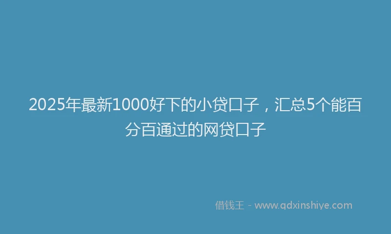 2025年最新1000好下的小贷口子，汇总5个能百分百通过的网贷口子