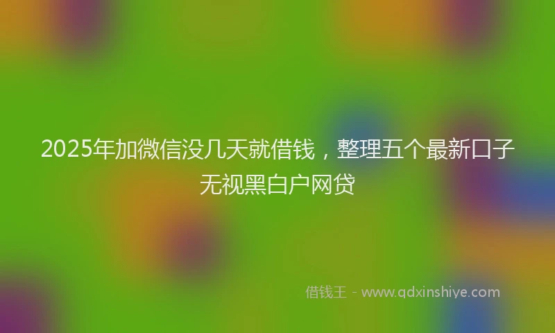 2025年加微信没几天就借钱，整理五个最新口子无视黑白户网贷