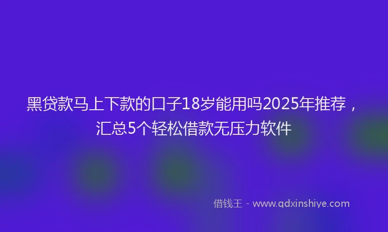 黑贷款马上下款的口子18岁能用吗2025年推荐，汇总5个轻松借款无压力软件