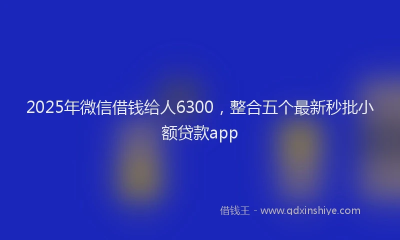 2025年微信借钱给人6300，整合五个最新秒批小额贷款app