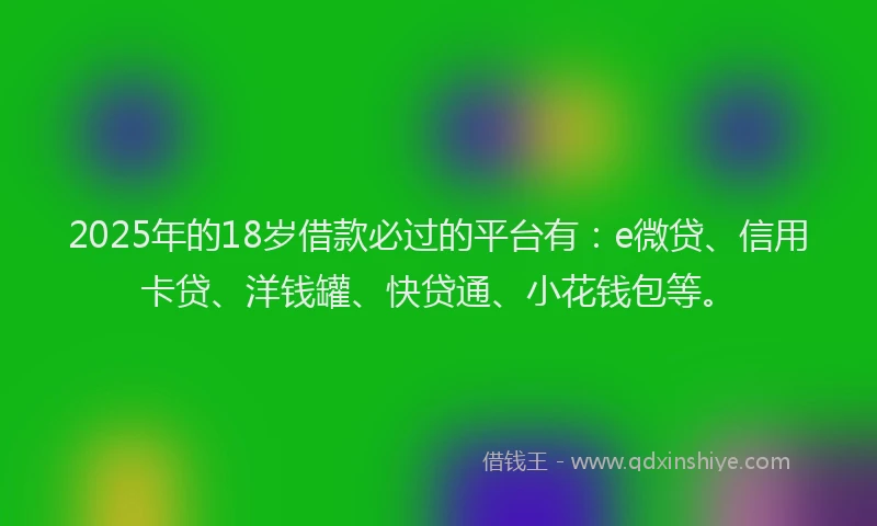 2025年的18岁借款必过的平台有：e微贷、信用卡贷、洋钱罐、快贷通、小花钱包等。