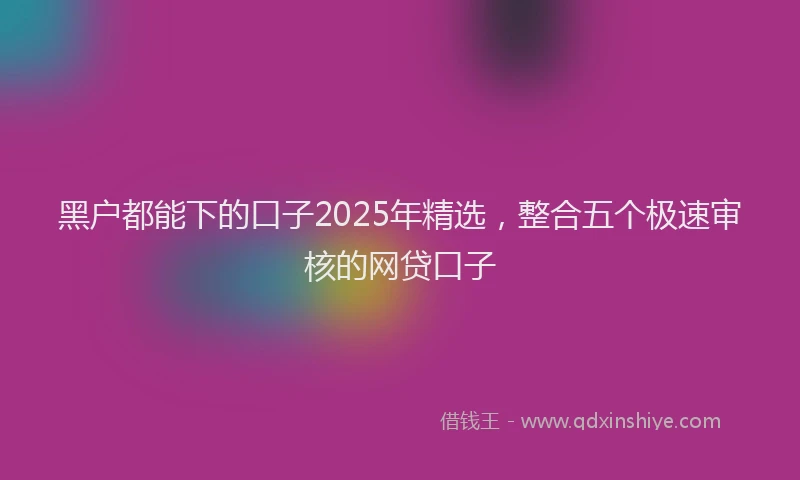 黑户都能下的口子2025年精选，整合五个极速审核的网贷口子