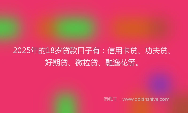 2025年的18岁贷款口子有：信用卡贷、功夫贷、好期贷、微粒贷、融逸花等。