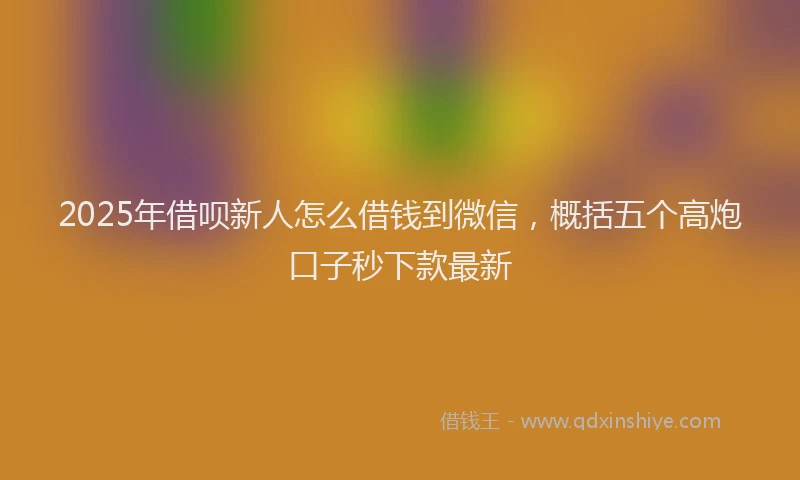 2025年借呗新人怎么借钱到微信，概括五个高炮口子秒下款最新