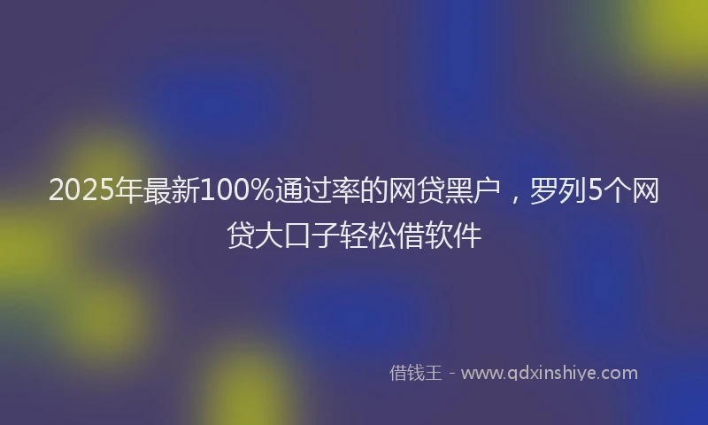 2025年最新100%通过率的网贷黑户，罗列5个网贷大口子轻松借软件