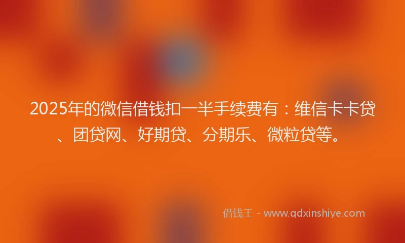 2025年的微信借钱扣一半手续费有：维信卡卡贷、团贷网、好期贷、分期乐、微粒贷等。